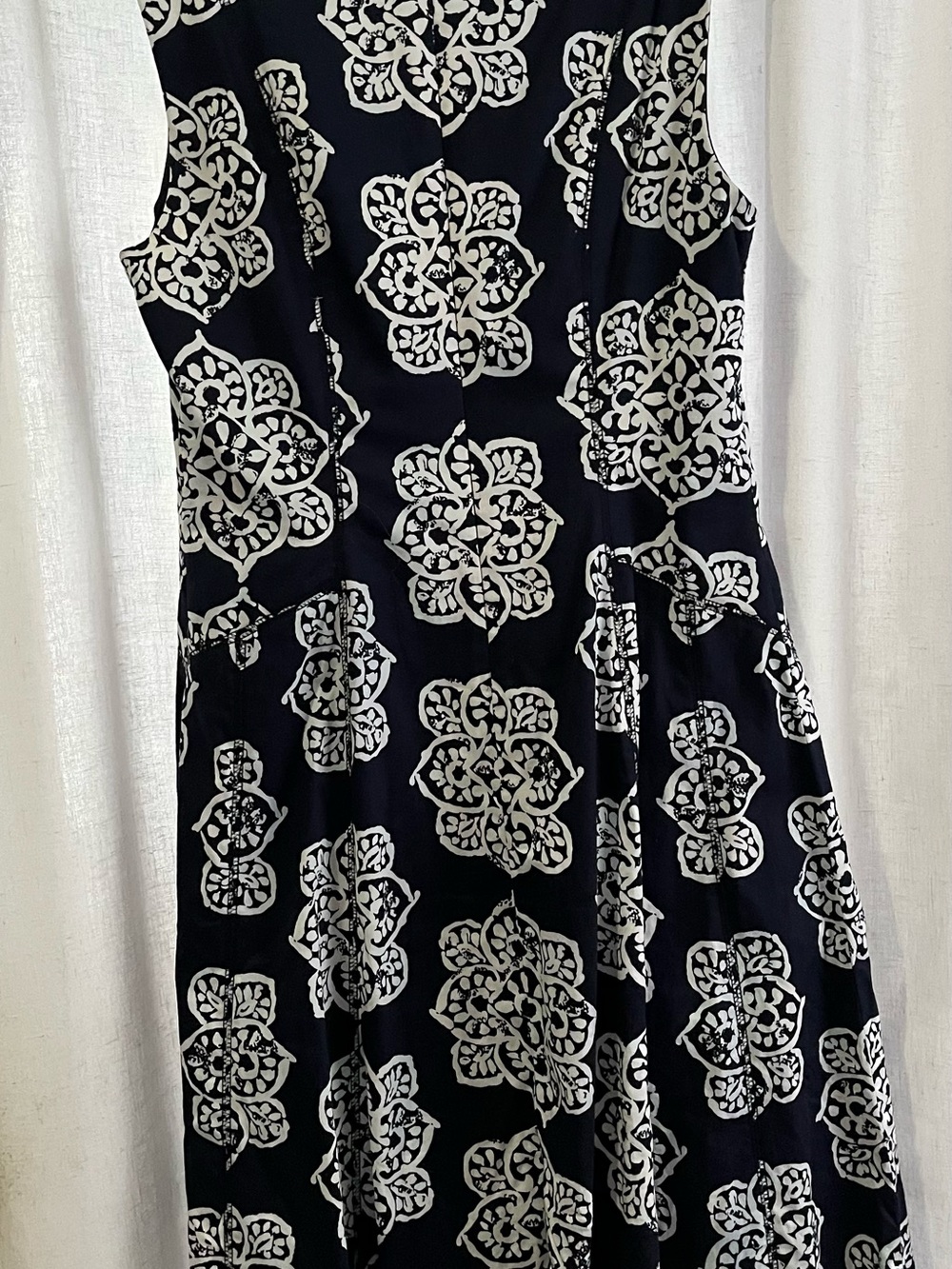Nine West Navy Midi Dress with White Medallion Print